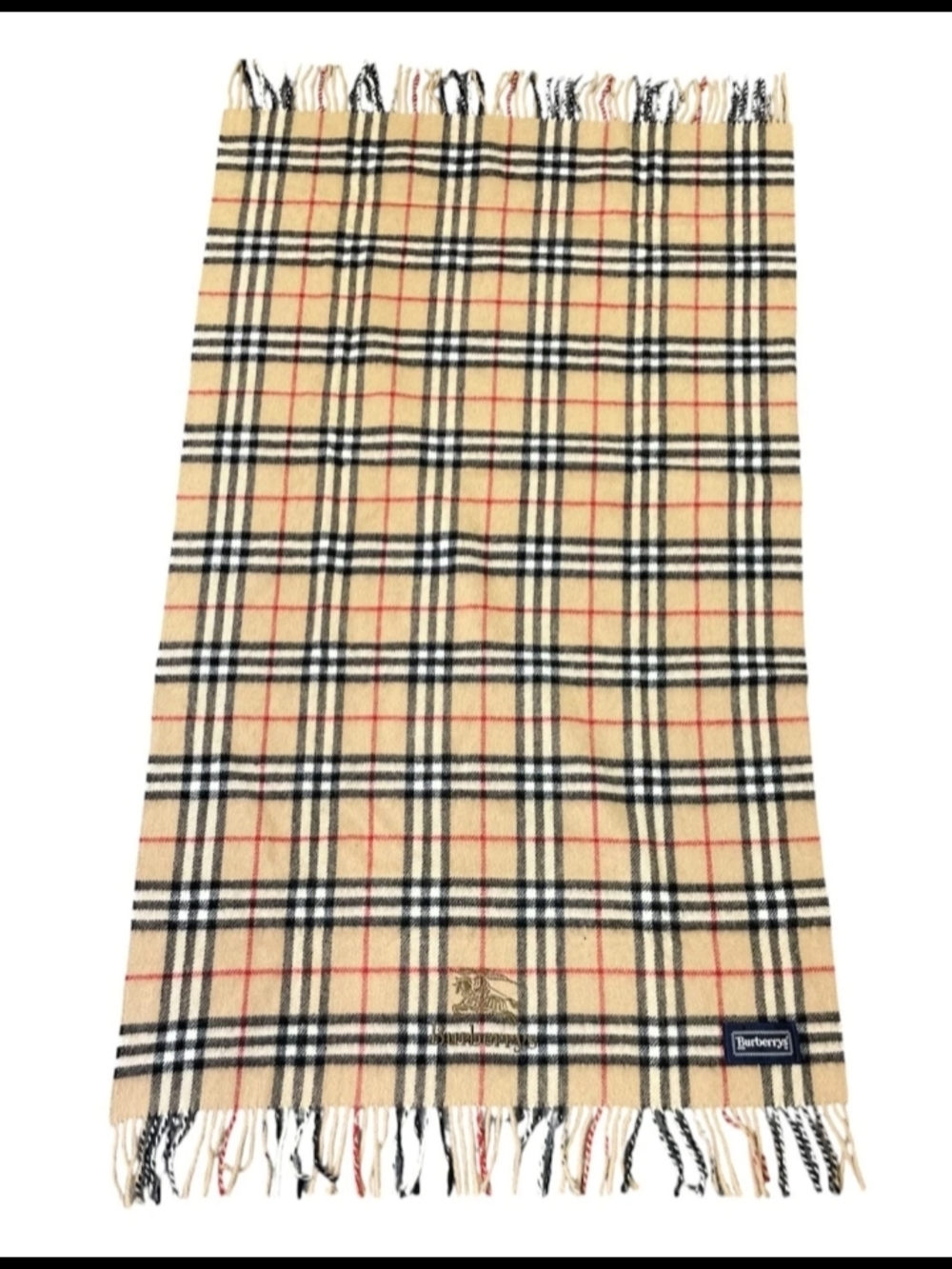 SALE! Authentic Burberry Nova Check 100% Wool Fringe Vintage Scarf W Box - Picture 5 of 14